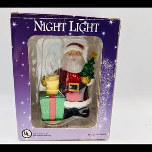 Night Light. Christmas.   Santa with Candle.  Plug in